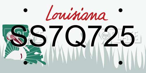 SS7Q725 Louisiana License Plate