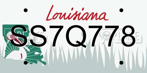 SS7Q778 Louisiana License Plate