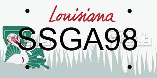 SSGA98 Louisiana License Plate