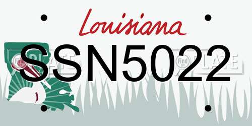 SSN5022 Louisiana License Plate