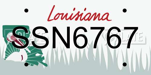 SSN6767 Louisiana License Plate
