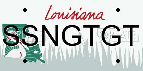 SSNGTGT Louisiana License Plate