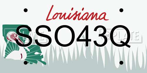SSO43Q Louisiana License Plate