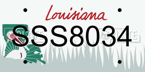 SSS8034 Louisiana License Plate