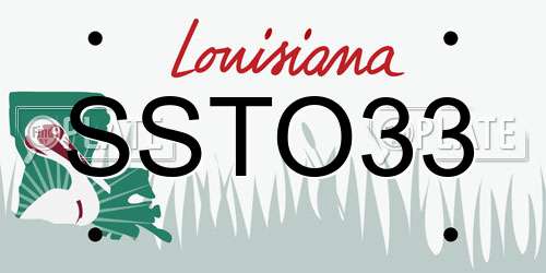SSTO33 Louisiana License Plate