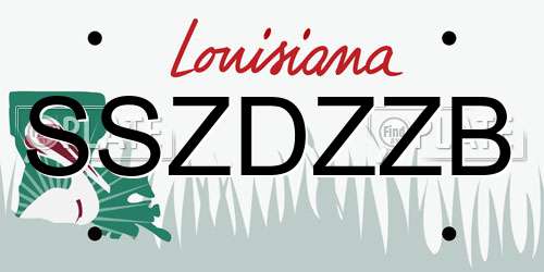SSZDZZB Louisiana License Plate