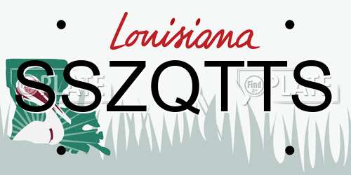 SSZQTTS Louisiana License Plate