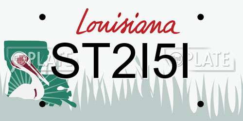 ST2I5I Louisiana License Plate