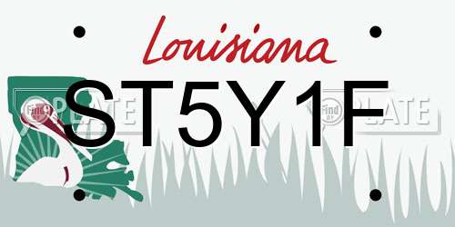ST5Y1F Louisiana License Plate
