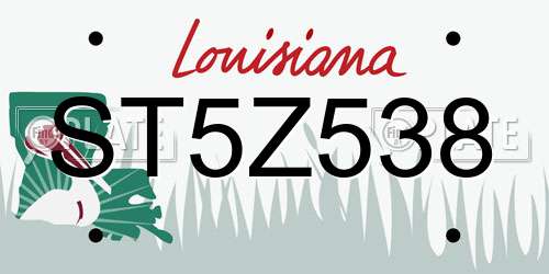ST5Z538 Louisiana License Plate