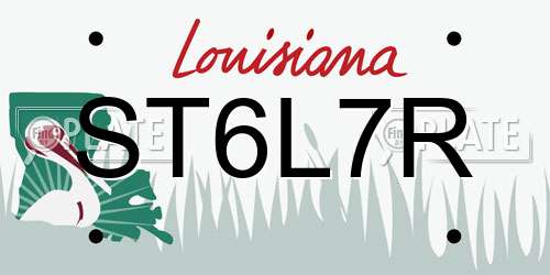 ST6L7R Louisiana License Plate