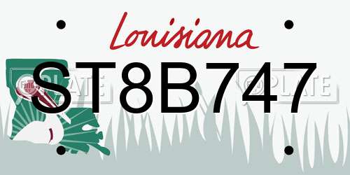 ST8B747 Louisiana License Plate