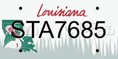 STA7685 Louisiana License Plate
