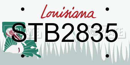 STB2835 Louisiana License Plate