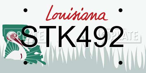 STK492 Louisiana License Plate
