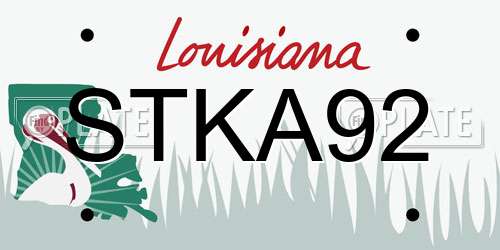STKA92 Louisiana License Plate