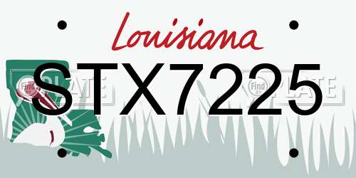 STX7225 Louisiana License Plate