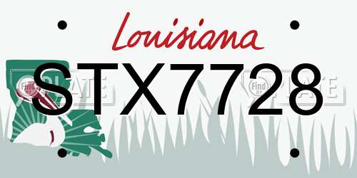 STX7728 Louisiana License Plate