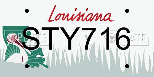 STY716 Louisiana License Plate
