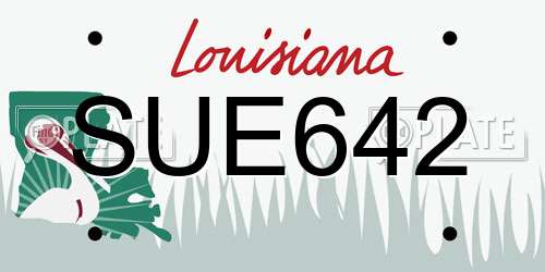 SUE642 Louisiana License Plate