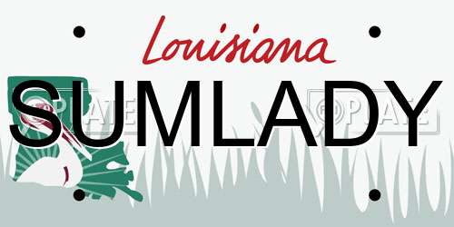 SUMLADY Louisiana License Plate
