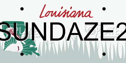 SUNDAZE2 Louisiana License Plate