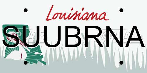 SUUBRNA Louisiana License Plate