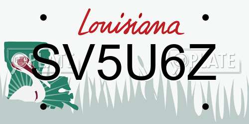SV5U6Z Louisiana License Plate