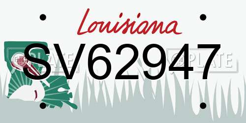 SV62947 Louisiana License Plate