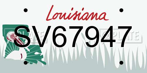 SV67947 Louisiana License Plate