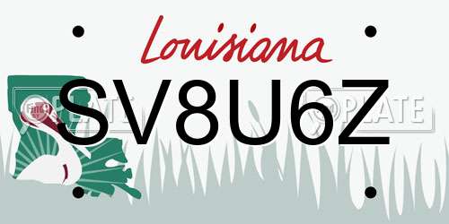 SV8U6Z Louisiana License Plate