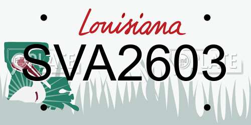 SVA2603 Louisiana License Plate