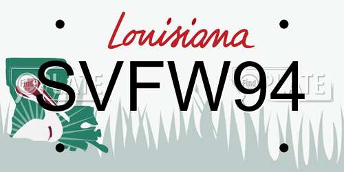 SVFW94 Louisiana License Plate