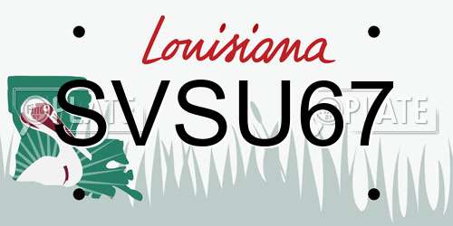 SVSU67 Louisiana License Plate