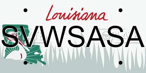 SVWSASA Louisiana License Plate