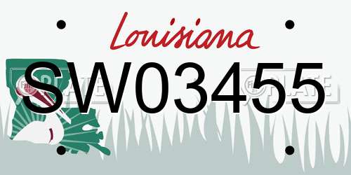SW03455 Louisiana License Plate