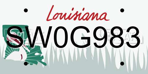 SW0G983 Louisiana License Plate