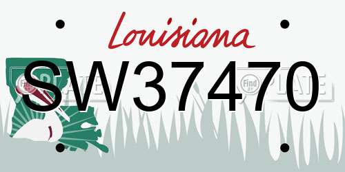 SW37470 Louisiana License Plate