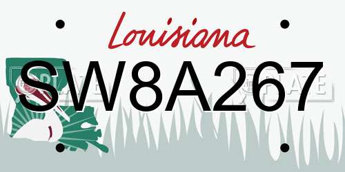 SW8A267 Louisiana License Plate
