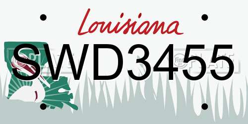 SWD3455 Louisiana License Plate