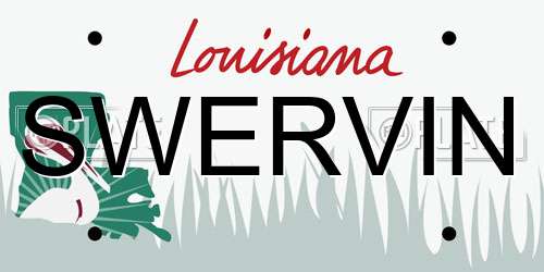 SWERVIN Louisiana License Plate