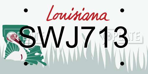 SWJ713 Louisiana License Plate