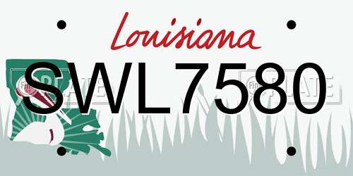SWL7580 Louisiana License Plate