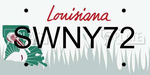 SWNY72 Louisiana License Plate