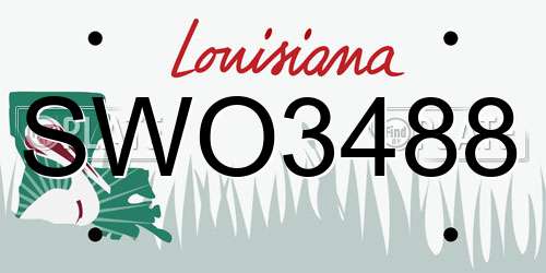 SWO3488 Louisiana License Plate