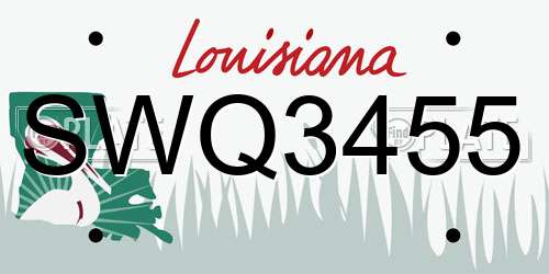 SWQ3455 Louisiana License Plate