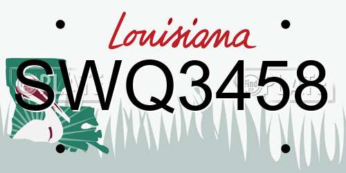SWQ3458 Louisiana License Plate