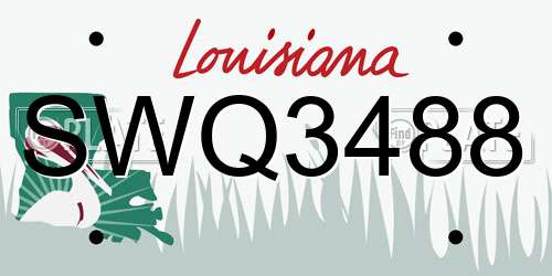 SWQ3488 Louisiana License Plate