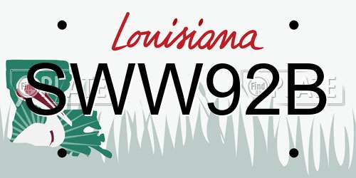 SWW92B Louisiana License Plate