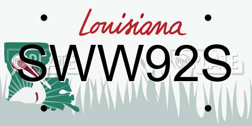 SWW92S Louisiana License Plate